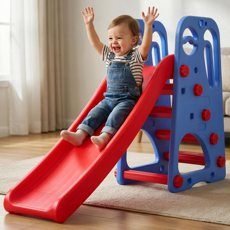 baybee Baby Slide for Kids | Play Area Indoor Setup with Anti-Slip Steps and Handrails(Blue)