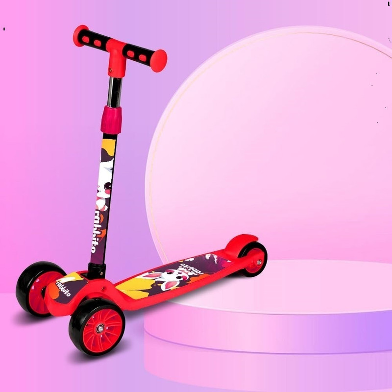PYXBE Scooter for Kids 2 Wheeler Foldable Kick Skating Cycle with Brake Bell Scooter(Red)
