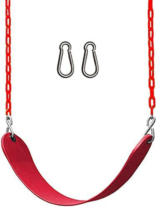 HOP N PLAY Flexible Swing Seat with Rubber Coated Chain for Kids & Adults, 150kg Capacity(Red)