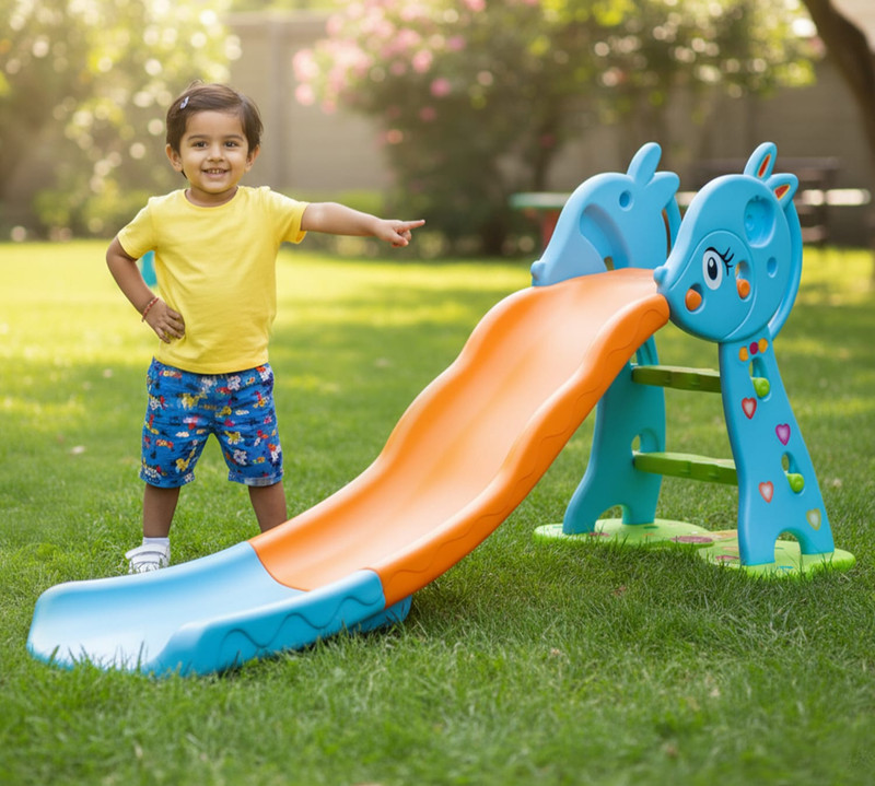 kidznation Star Fish Castle Slide for Kids | Indoor Outdoor Play Slider Safe Design(Multicolor)
