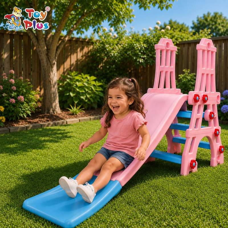 Toy Plus Children Plastic Slide for Toddlers Indoor Outdoor Garden Fun(Pink)