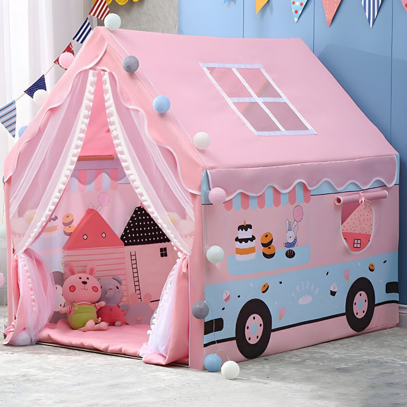 Sukan Tex Pink Ice Cream Truck Design Kids Play Tent House(Multicolor)