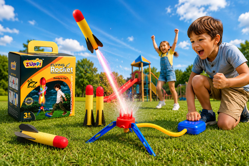 VROMLY water rocket launcher toy with 3 Soft Rockets & Tripod Stand(Multicolor)