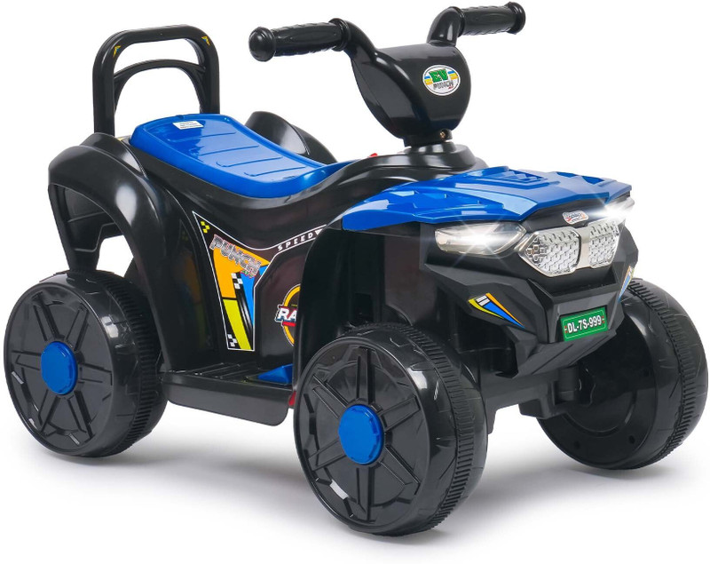 Panda Creation Battery Operated Musical Ride on Car for 3 to 8 Year Kids with Foot Accelerator Backrest & Music Button Tricycle(Blue)