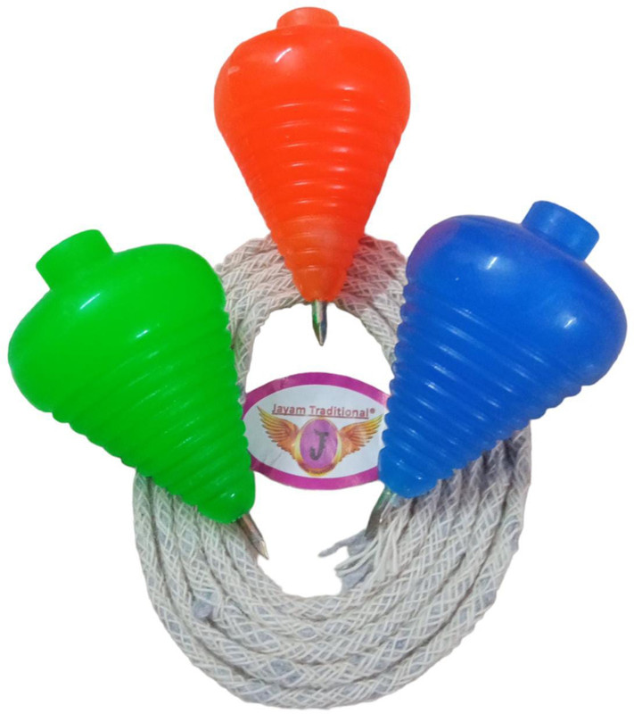 Jayam Traditional Lattu Toys Pack of 3Pcs & Thread Latto Games Plastic Spinning(Multicolor)(Multicolor)
