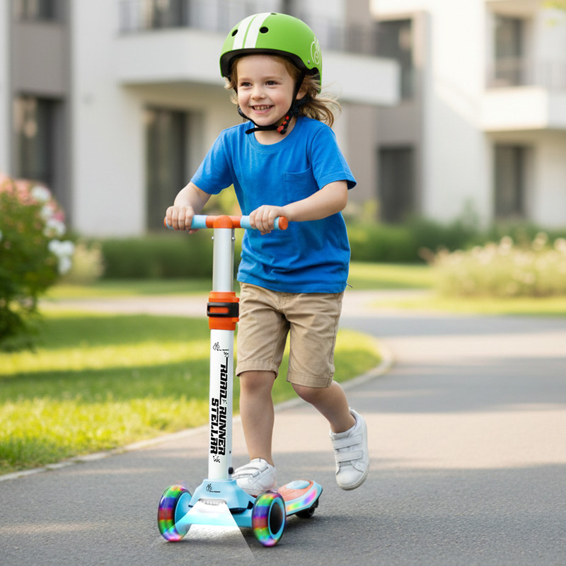 R for Rabbit Road Runner Stellar Kids Ride-on Scooter with Bluetooth & LED - Blue Orange(Blue, Orange)