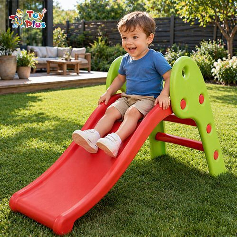 Toy Plus Toddler Slide for Home Play with Smooth Finish & Safety Design(Green, Red)