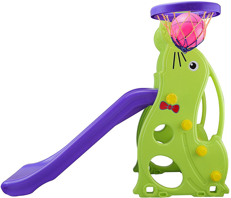 FLIPZON Baby Slide - Garden Slide in Dolphin Shape Along with One Basket Ball for Kids(Multicolor)