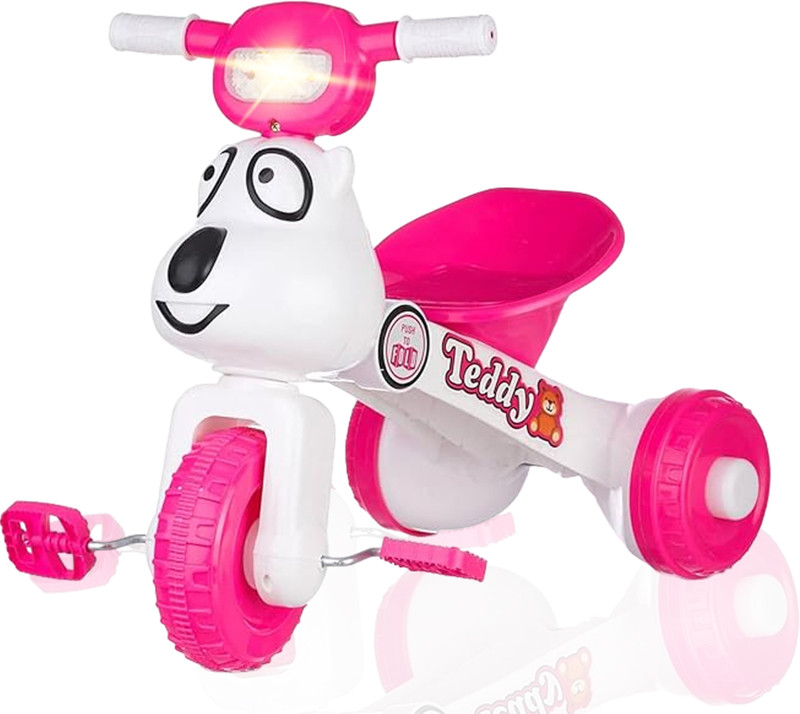 ODELEE Teddy Baby Musical Pedal Tricycle With Front Light For Boys & Girls 1To3Years(Pink)
