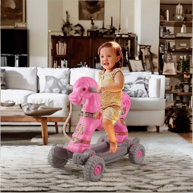 Fuddu Toy Baby Horse Rider and Rocker Engaging Boy-Girl Unisex Playtime(Pink, Grey)