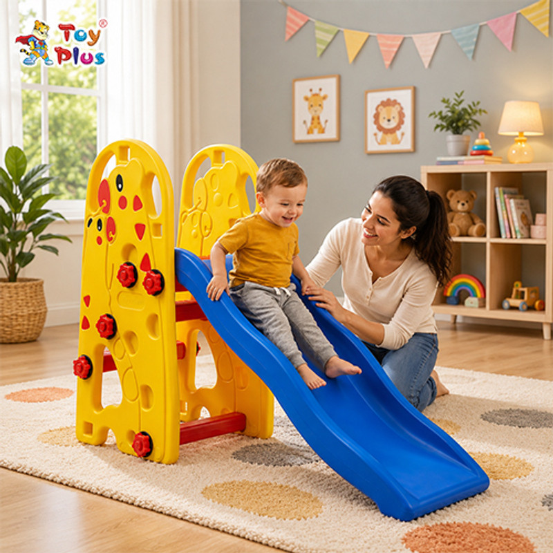 Toy Plus Kids Indoor Slide for Toddlers | Baby Play Slide with Wide Steps & Safe Grip(Yellow, Blue)
