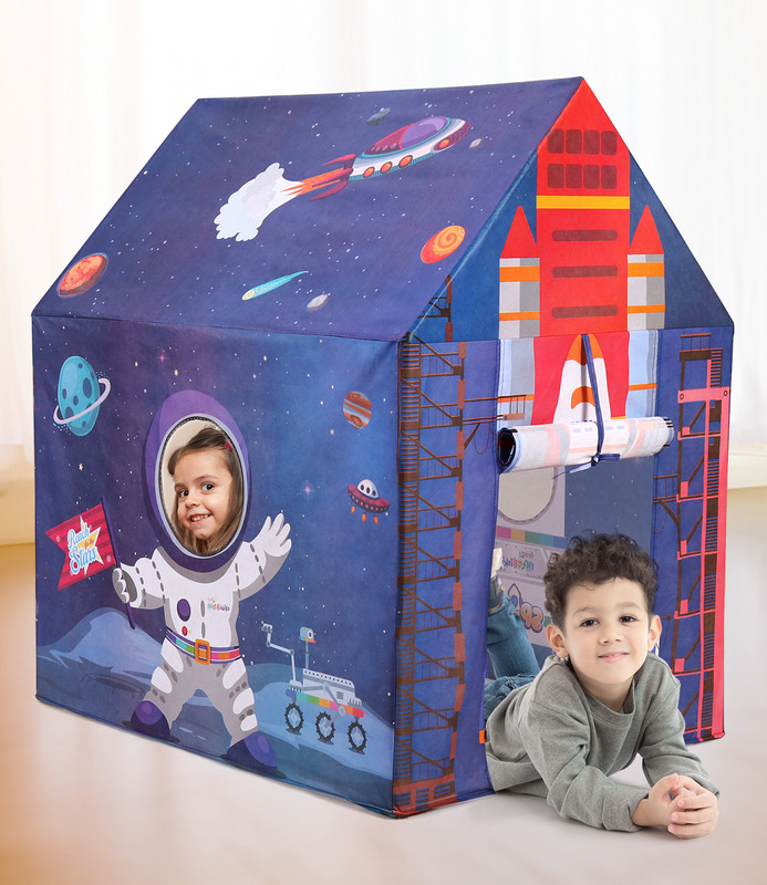 Intelliskills Premium Space Rocket Adventure Foldable Tent House for Kids, BIS Approved, 2Yrs+(Blue)