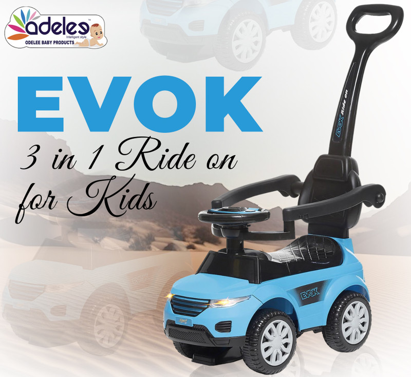 ODELEE EVok 3 in 1 Ride On Car With Smooth Steering Wheel & Parental Handle(Blue)