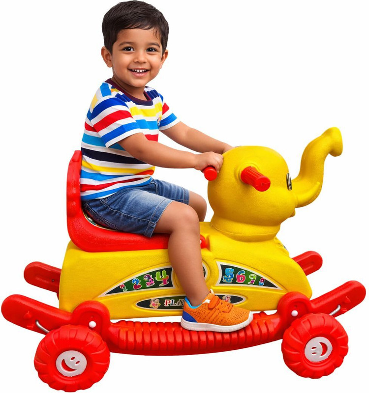Fuddu Classic Gift Gallery Toys 2 in 1 Baby Elephant Rider | 1-5 Years Gift for Kids(Red, Yellow)