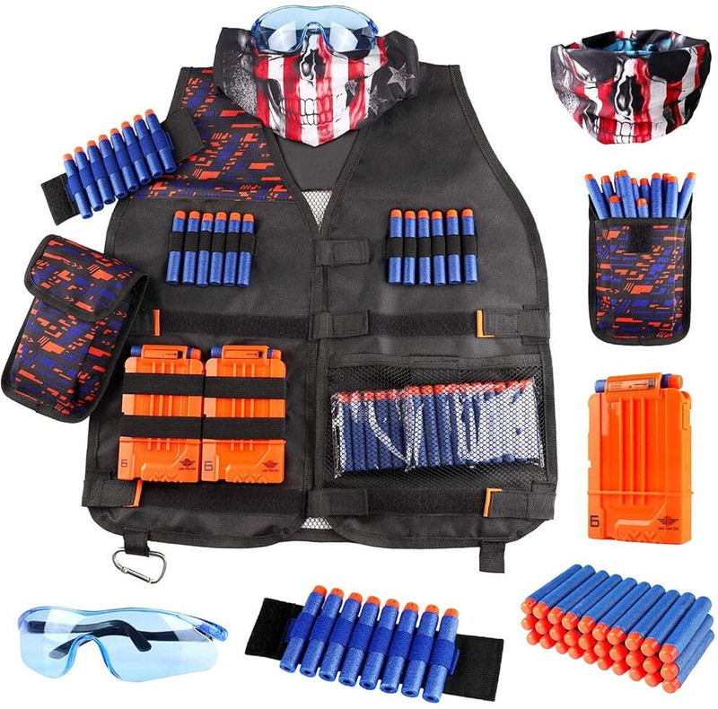 PATPAT Tactical Vest Kit for Kids, Nerf Gun Gear for Boys Girls, Nerf Guns Toys(Orange)