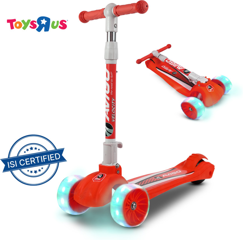 Toys R Us Avigo Velocity Multicolor LED Light 3 Wheel Scooter(Red)