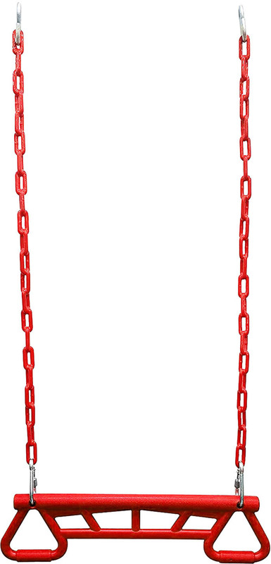 HOP N PLAY Trapeze Bar Gym Rings Plastic Coated Chains Ninja Monkey Bars for Kids & Adults(Blue)