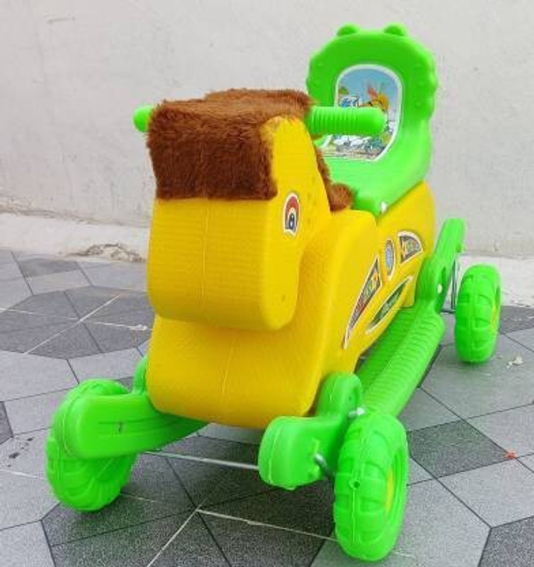Smiley Bell BABY PLASTIC chetak HORSE WITH ROCKING FUNCTION AND RUNNING RIDE ON WITH AMAZING COLOR(Multicolor)