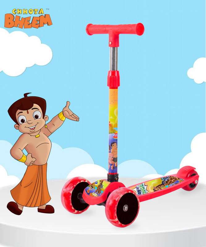 Miss & Chief Chotta Bheem 3 Wheel Scooter for Kids, Lightweight|Foldable & Adjustable Height(Red)