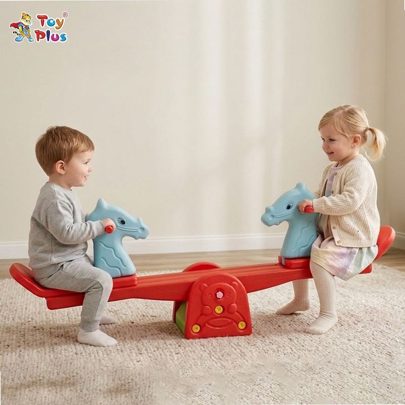 Toy Plus Kids Horse Rocker See Saw Toy for 1-5 Years Baby Rocking Ride(Red, Blue)