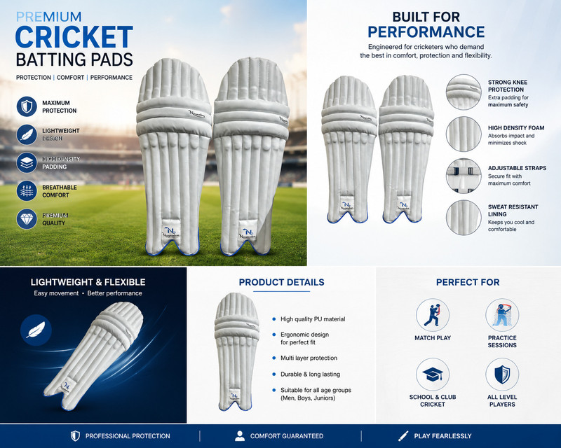 Nagaebu CRICKET BATTING PAD Men's (39 - 43 cm) Batting Pad(White, Ambidextrous)