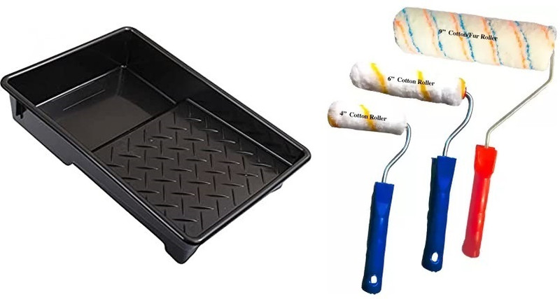 HouseOfCommon 4" 6" 9" PAINT ROLLER WITH PAINT TRAY Paint Roller(Pack of 4)