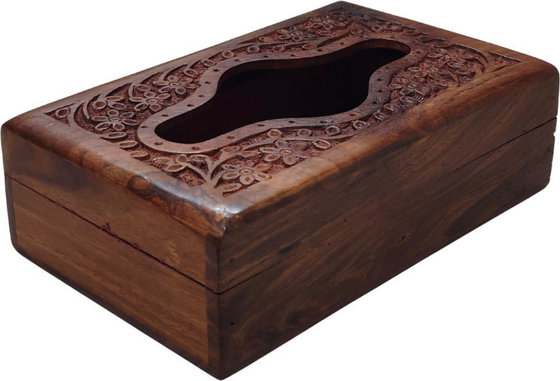 viDixn Handcrafted Floral Wooden Tissue Box Holder Premium Wooden Tissue Holder Box | Handmade Floral Design | Perfect Home Decor Paper Dispenser
