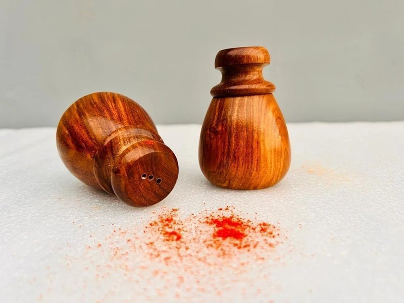 MIRAMAYEE Premium Wooden Salt & Pepper Dispenser | Compact Table Shakers in Sheesham Wood Salt Pepper Dispensers Paper Dispenser