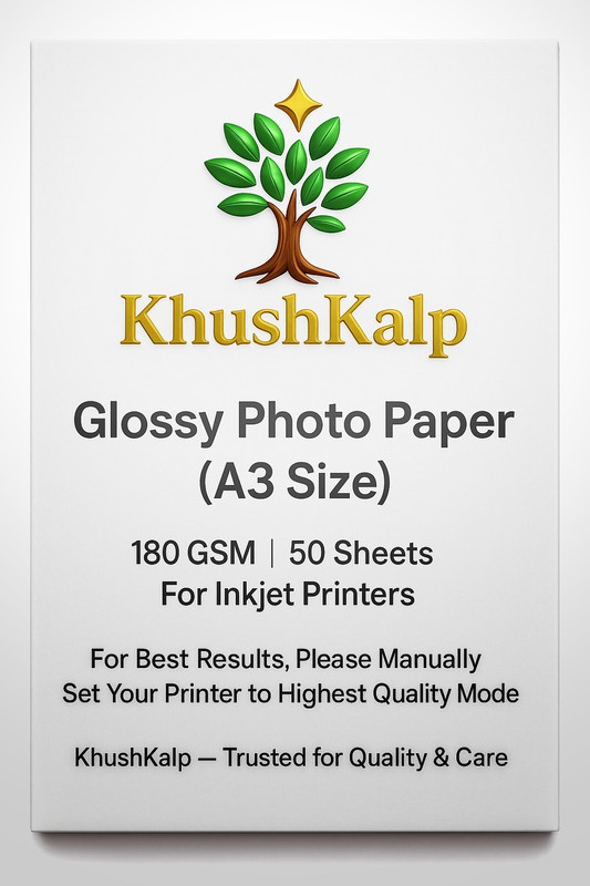 KhushKalp A3 Ruled A3 180 gsm Photo Paper(Set of 50, White)
