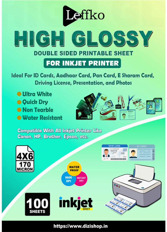 Dizishop NTR PVC Sheets 170 GSM NTR PVC Sheets 4X6 Inches 170 gsm Photo Paper(Set of 100, White)