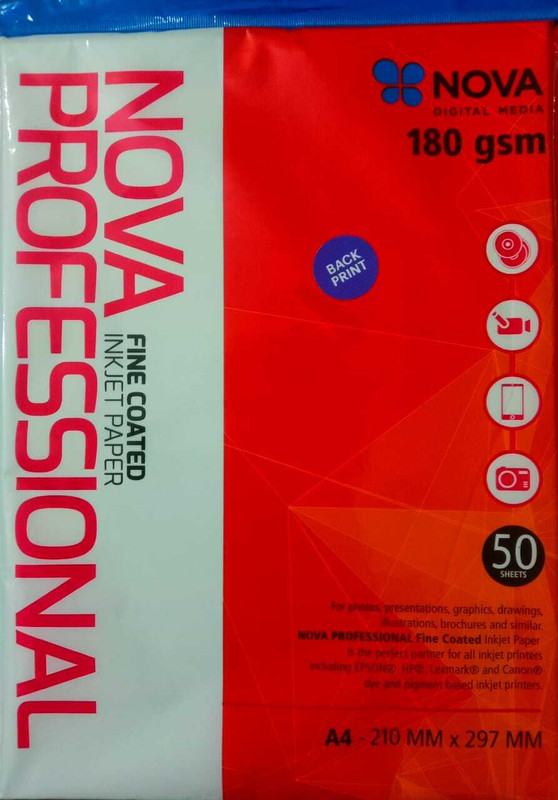 NOVA A4 180 Gsm 50 Sheets Glossy Photo paper (A4- 210 MM X 297 MM ) GLOSSY PHOTO PAPER A4 180 gsm Photo Paper(Set of 1, White)