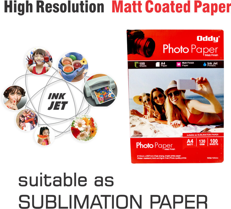 Oddy Matt finish Coated A4 210x297mm 130 gsm Photo Paper(Set of 1, White)