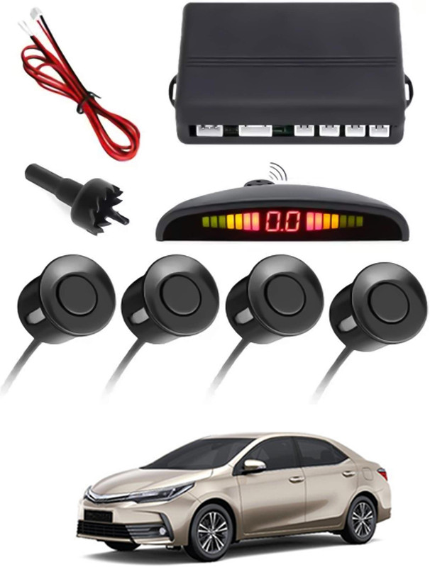 monolive Black Reverse Car Parking Sensor for Universal for All Cars-11 Set of 4 pcs Car Parking Sensors with LED Parking Assistant Kit-11 Parking Sensor(Ultrasonic Systems)