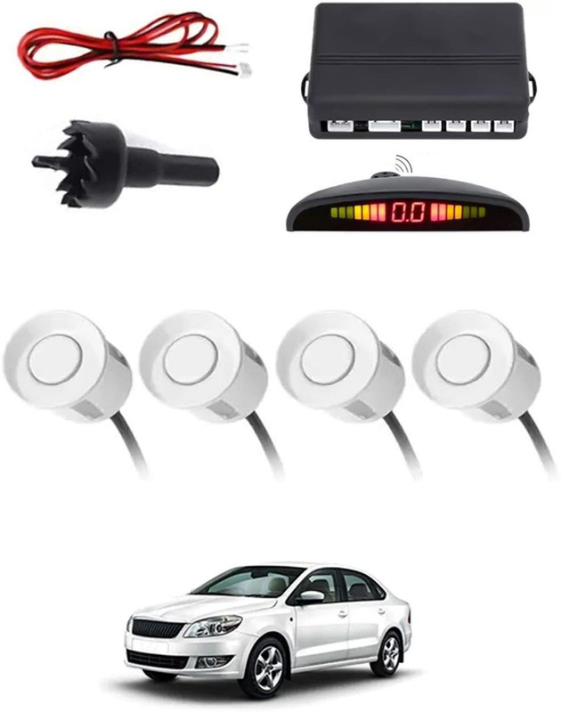 zplus 4White Parking Sensor With LED Display Increased Safety For Car-183 Safety of Passengers/Car One Alarm Kit-1525 Parking Sensor(Ultrasonic Systems)