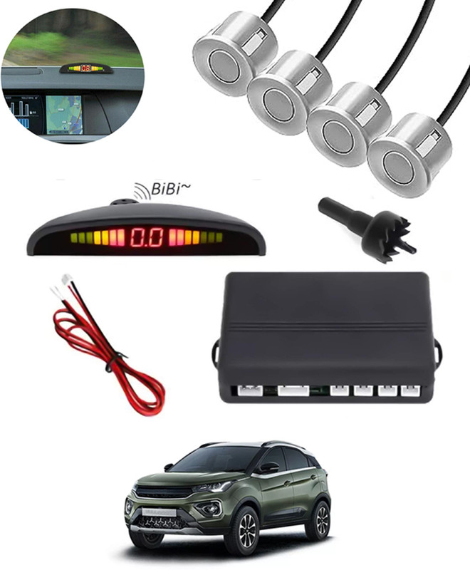 MATIES 4 Parking Silver Sensor With Led Display ,Buzzer ForNexon 2020Tata2020 Universal Increased Safety For Passengers Silver Parking Sensor 191 Parking Sensor(Ultrasonic Systems)