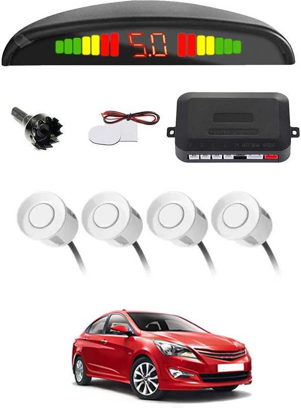 zplus Universal 4 White Reverse Parking Sensor With LED Display For Cars-319 Safety of Passengers/Car One Alarm Kit-1165 Parking Sensor(Ultrasonic Systems)