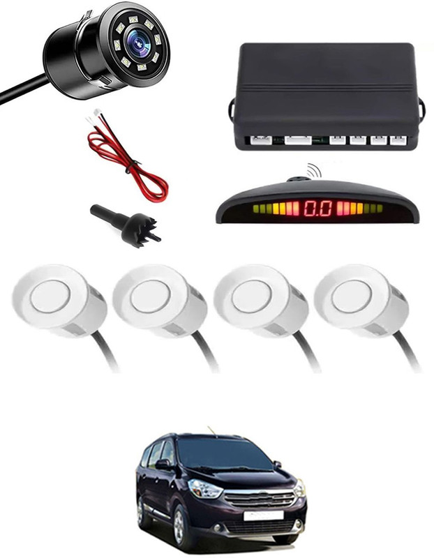 zplus Car Parking Sensors - Set of 4 with Reverse Parking Camera (White)-178 Safety of Passengers/Car One Alarm Kit-2469 Parking Sensor(Electromagnetic Systems)