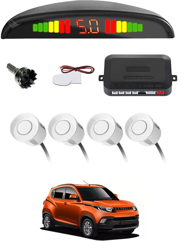 zplus Universal 4 White Reverse Parking Sensor With LED Display For Cars-170 Safety of Passengers/Car One Alarm Kit-1498 Parking Sensor(Ultrasonic Systems)