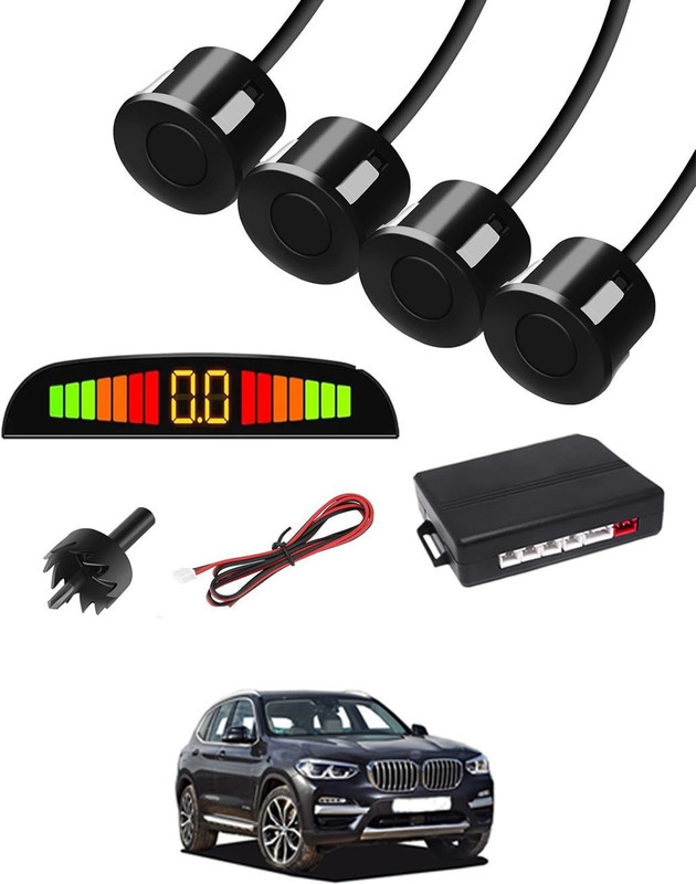 DriveXpert Black 4 Parking Reverse Safety Sensor For Vehicles-310 Universal Reverse Black Parking Sensor With Buzzer And LED Display-310 Parking Sensor(Ultrasonic Systems)