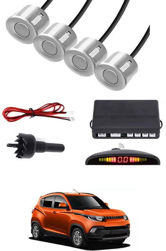zplus Universal 4 Silver Reverse Parking Sensor With LED Display For Cars-170 Safety of Passengers/Car One Alarm Kit-1125 Parking Sensor(Ultrasonic Systems)