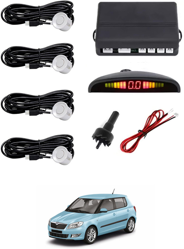 ABJD Car Reverse Parking White 4 Sensor With LED Display/Buzzer-103 Universal White Parking Sensor Safety Kit For Car-103 Parking Sensor(Ultrasonic Systems)
