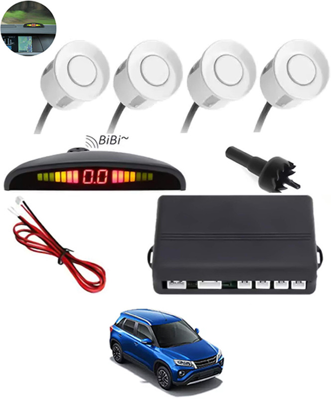 monolive Car Reverse Parking White Sensor With Led Display/Buzzer-285 White 4Parking Sensor Increased Safety For Passengers Universal For Car-285 Parking Sensor(Ultrasonic Systems)