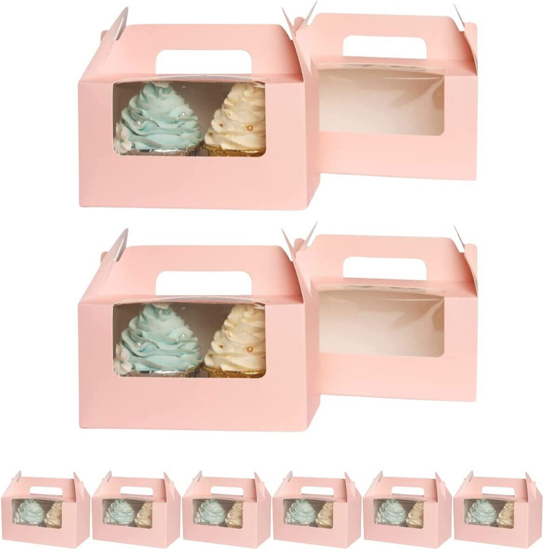 Satyam Kraft 2 Cavities Pink Cupcake Inserts(Pack of 10)