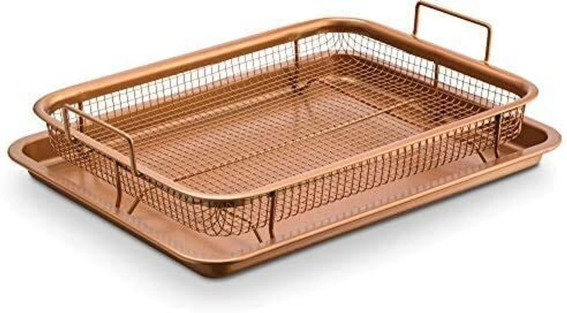 VDNSI Nonstick Copper Crisper Tray and Basket for Baking and Crispy Foods Tray