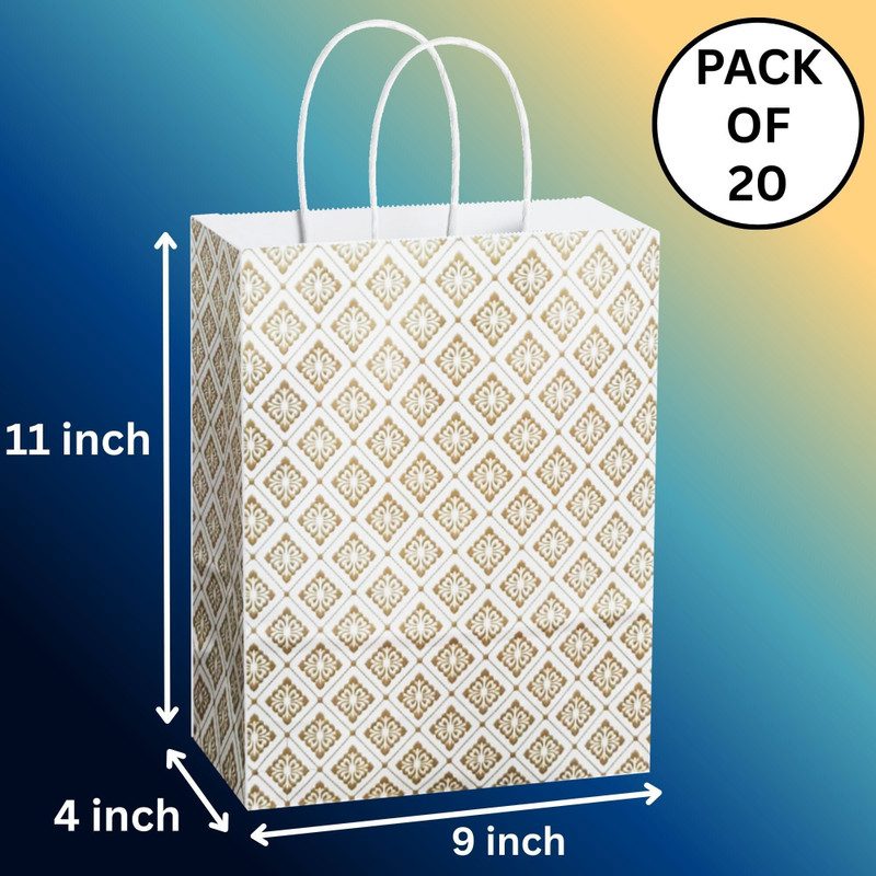 Ruhi Printed Party Bag(Gold, Pack of 20)
