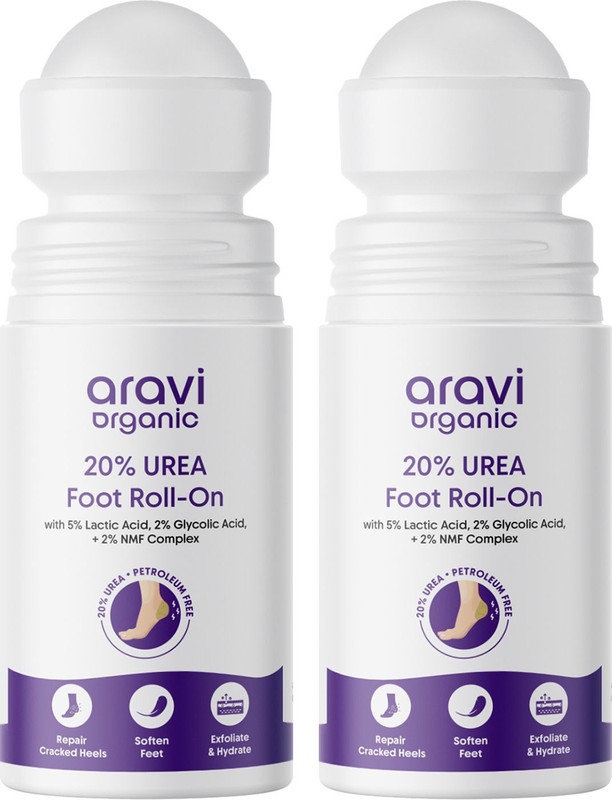 Aravi Organic 20% Urea Foot Roll-On | For Dry & Cracked Heels with Lactic & Glycolic Acid(100 ml, Set of 1)