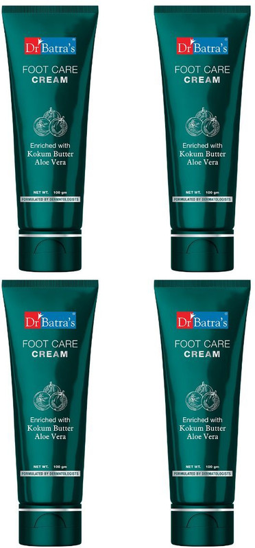 Dr Batra's Foot Care Cream with Kokum Butter&Olive Oil Repairs Dry,Cracked Heels(400 g, Set of 4)