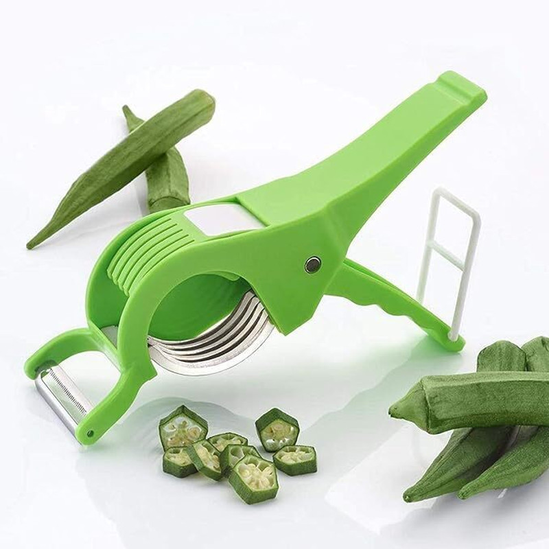 MANTAVYA 2 in 1 Veg Cutter with Peeler Vegetable Slicer Vegetable & Fruit Slicer Straight Peeler(Red)
