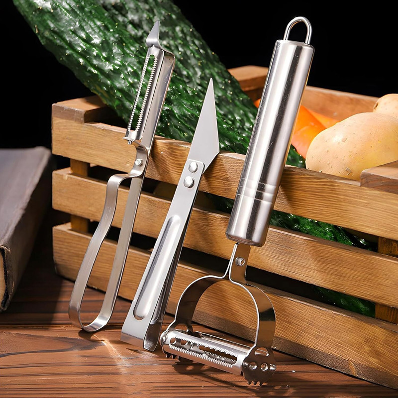 COZYNIX 3PCS STEEL PEELER Straight Peeler(Silver)