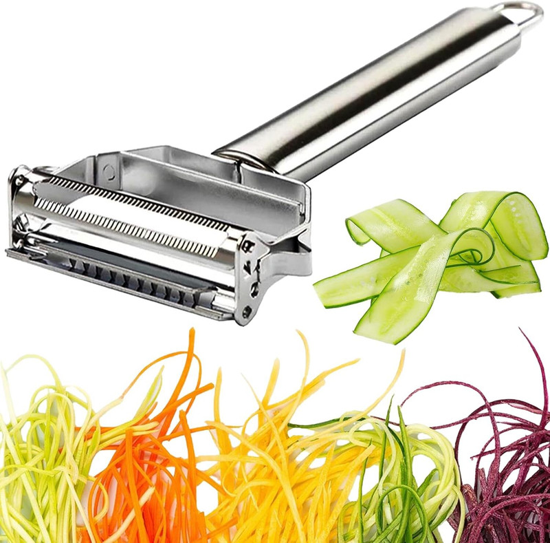 hirva creation 2-in-1 Stainless Steel Vegetable Peeler & Julienne Slicer Cutter Straight Peeler(Steel)
